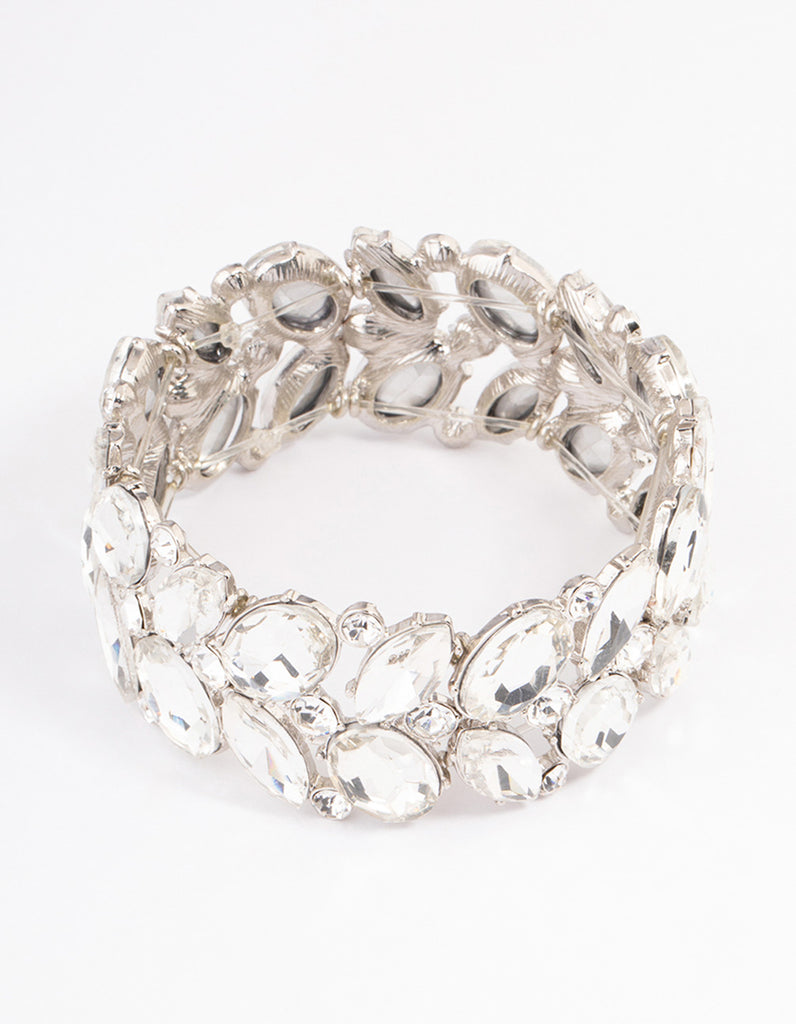 Rhodium Gem Stretch Bracelet