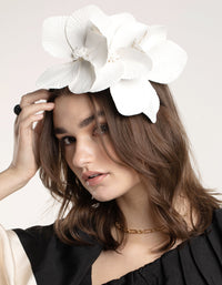 White Faux Leather Petal Headband - link has visual effect only