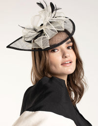 Black & White Sinamay Feathered Fascinator - link has visual effect only