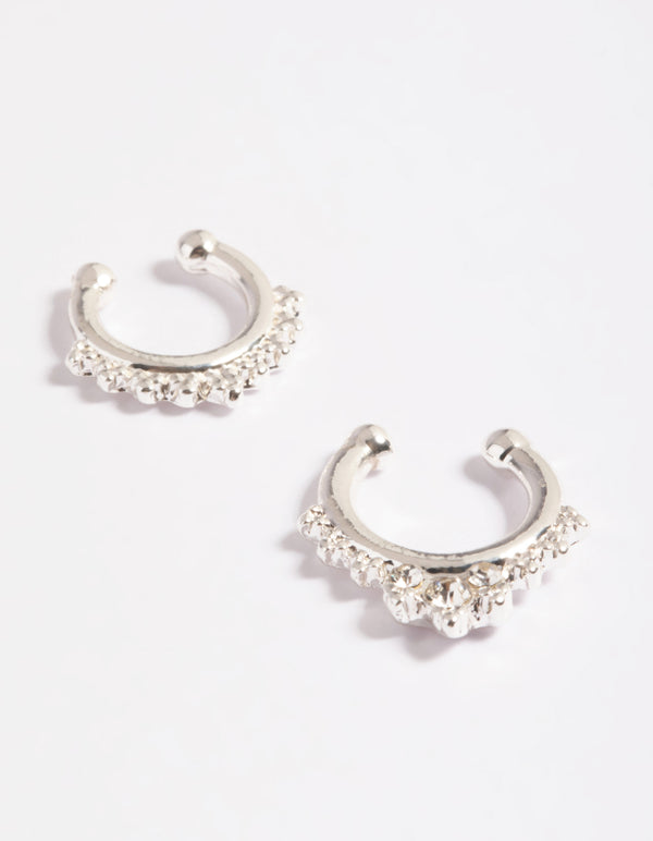 Silver Diamante Ball Septum Pack