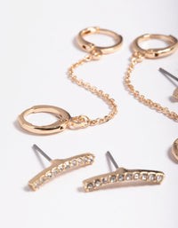 Gold Chain Huggie Hoop Earring 4-Pack - link has visual effect only