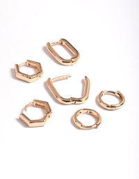 Gold Mini Shaped Huggie Earrings Pack - link has visual effect only