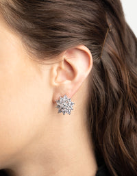 Silver Pave Flower Stud Earrings - link has visual effect only