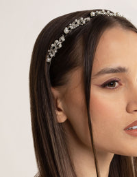 Silver Diamante Leaf & Pearl Headband - link has visual effect only