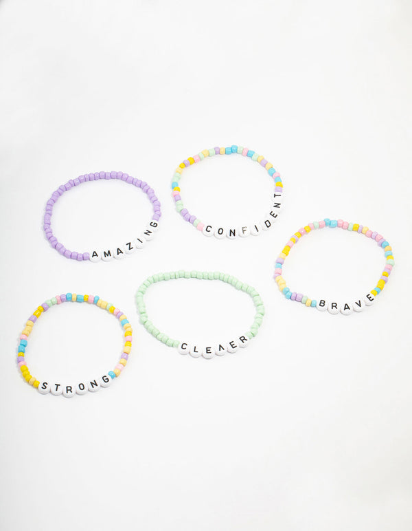 Kids Bead Brave Word Stretch Bracelet 5-Pack