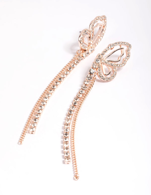 Rose Gold Butterfly Wing Drop Earrings