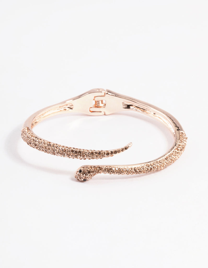 Rose Gold Diamante Snake Hinge Bracelet