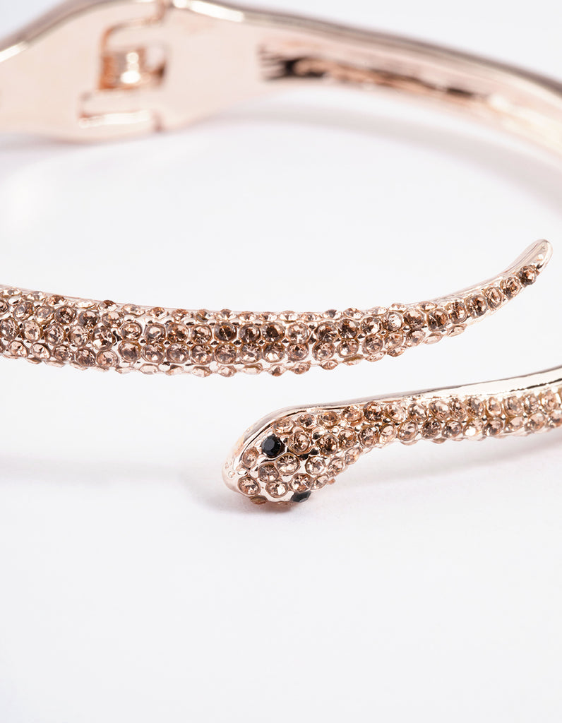 Rose Gold Diamante Snake Hinge Bracelet