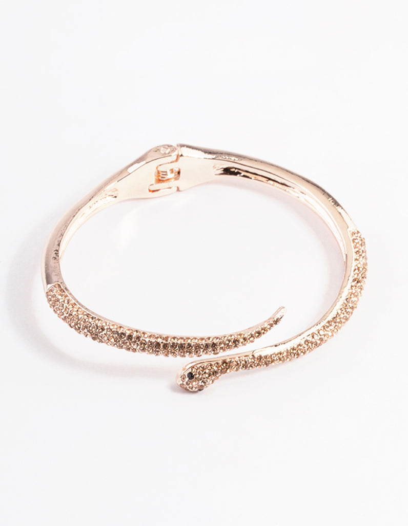 Rose Gold Diamante Snake Hinge Bracelet