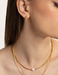 Gold Plated Stainless Steel Diamante Twist Hoop Earrings - link has visual effect only