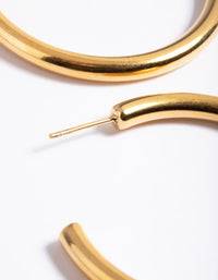 Gold Plated Stainless Steel Chunky Medium Hoop Earrings - link has visual effect only