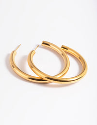 Gold Plated Stainless Steel Chunky Medium Hoop Earrings - link has visual effect only