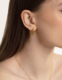 Gold Plated Stainless Steel Oval Double Hoop Earrings - link has visual effect only