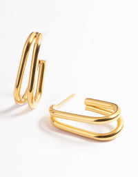 Gold Plated Stainless Steel Oval Double Hoop Earrings - link has visual effect only