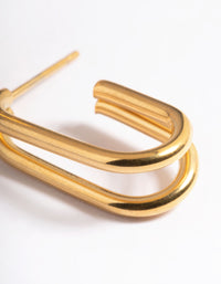 Gold Plated Stainless Steel Oval Double Hoop Earrings - link has visual effect only