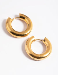 Waterproof Gold Plated Stainless Steel Chunky Medium Hoop Earrings - link has visual effect only