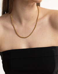 Waterproof Gold Plated Stainless Steel Thick Twist Chain Necklace - link has visual effect only