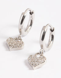 Surgical Steel Pave Heart Hoop Earrings - link has visual effect only