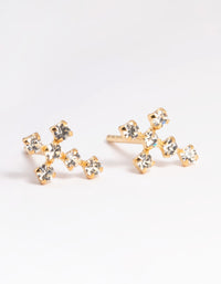 Gold Plated Sterling Silver Cubic Zirconia Cross Stud Earrings - link has visual effect only