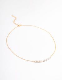 Gold Plated Sterling Silver Freshwater Pearl Row Choker - link has visual effect only