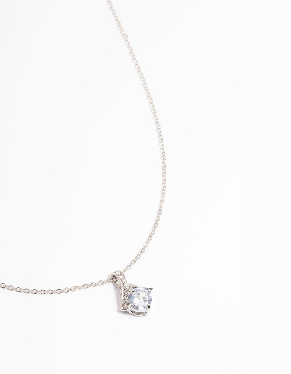 Silver Cubic Zirconia Drop Necklace