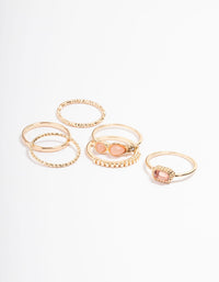 Gold Mix Stone Ring 6-Pack - link has visual effect only