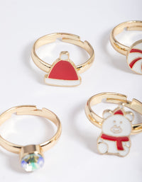 Kids Gold Bear & Penguin Ring 6-Pack - link has visual effect only