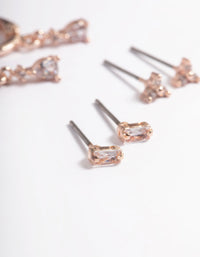 Rose Gold Plated Brass Crystal Pear Huggie Earrings 6-Pack - link has visual effect only