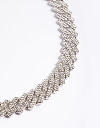 Rhodium Diamante Miami Chain Necklace - link has visual effect only