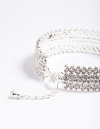 Silver 9 Row Twist Diamante Cuff Bangle - link has visual effect only