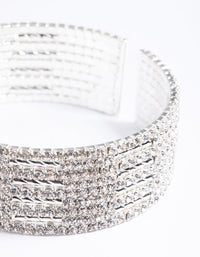 Silver Spiky 4 Row Diamante Cuff Bangle - link has visual effect only