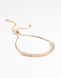 Gold Plated Cubic Zirconia Baguette Toggle Tennis Bracelet - link has visual effect only