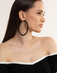 Black Jet 85mm Encrusted Hoop Earrings - link has visual effect only