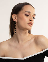 Black & Gold Long Mixed Stone Drop Earrings - link has visual effect only