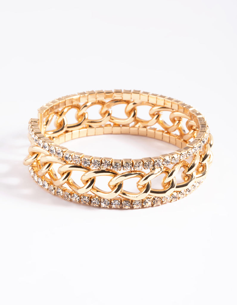 Gold Cupchain Chain Cuff Bracelet