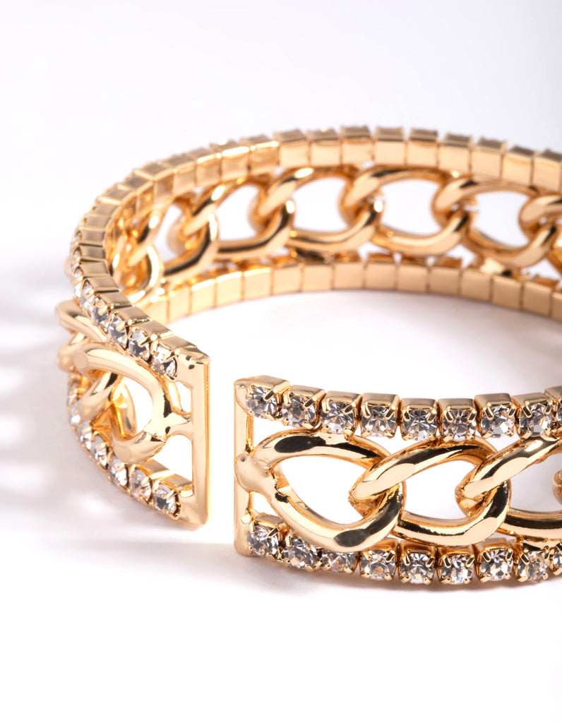 Gold Cupchain Chain Cuff Bracelet