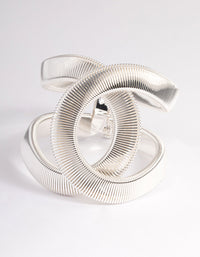 Silver Textured Oval Cuff Bangle - link has visual effect only