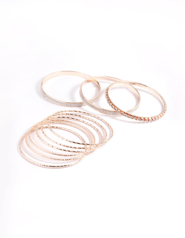 Rose Gold Glitter Cupchain Bangle Pack