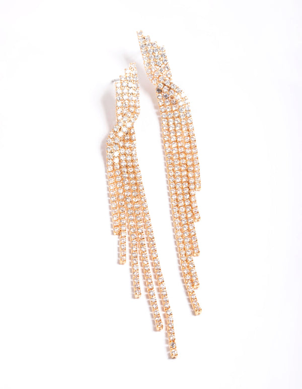 Cubic Zirconia Strand Twist Drop Earrings