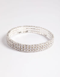 Silver Cubic Zirconia Diamante Stretch Triple Row Bracelet - link has visual effect only