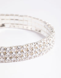 Silver Cubic Zirconia Diamante Stretch Triple Row Bracelet - link has visual effect only