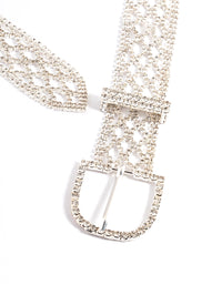 Silver Diamante Mesh Chain Belt - link has visual effect only