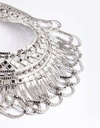 Rhodium Diamante Aztec Drape Collar Necklace - link has visual effect only