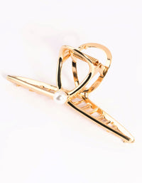 Gold Single Pearl Dainty Claw Clip - link has visual effect only