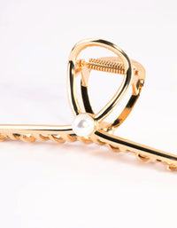 Gold Single Pearl Dainty Claw Clip - link has visual effect only