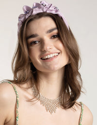 Fabric Scrunch Detail Diamante Headband - link has visual effect only