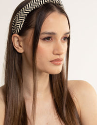 Black & White Fabric Woven Print Fabric Headband - link has visual effect only