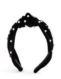 Black & White Velvet Pearl Embellished Headband - link has visual effect only