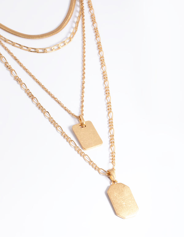 Worn Gold Figaro 4-Row Necklace