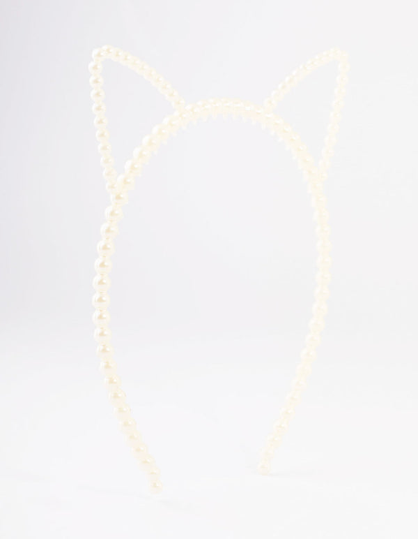 Kids Plastic Cat Ear Pearl Headband